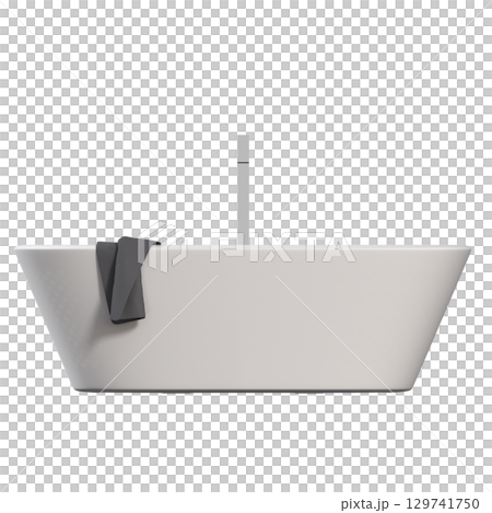 bathtub isolated on a transparent background, 3D illustration, and a CG render 129741750