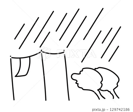 嵐の工事現場_線画 129742186