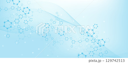Health care or medical abstract background with hexagons, lines and dots. Scientific innovation banner template concept. Biology and pharmaceutical technology background. Vector illustration. Health care or medical abstract background with hexagons, lines and dots. Scientific innovation banner template concept. Biology and pharmaceutical technology background. Vector illustration. 129742513