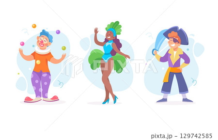 The colorful characters in festive costumes embody celebration themes perfectly 129742585