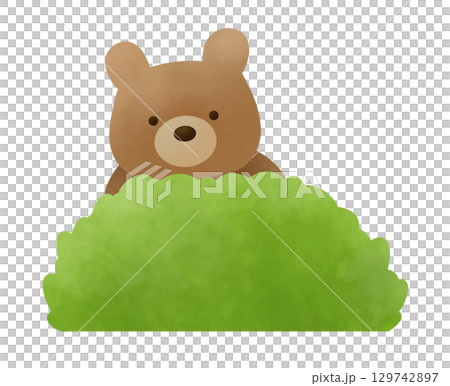 一隻野熊在灌木叢中觀看的插圖 一隻野熊在灌木叢中觀看的插圖 129742897