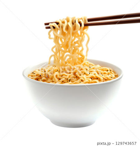 Delicious Instant Noodles A CloseUp View On Transparent Background Delicious Instant Noodles A CloseUp View On Transparent Background 129743657