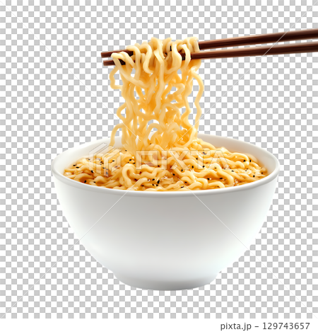 Delicious Instant Noodles A CloseUp View On Transparent Background Delicious Instant Noodles A CloseUp View On Transparent Background 129743657