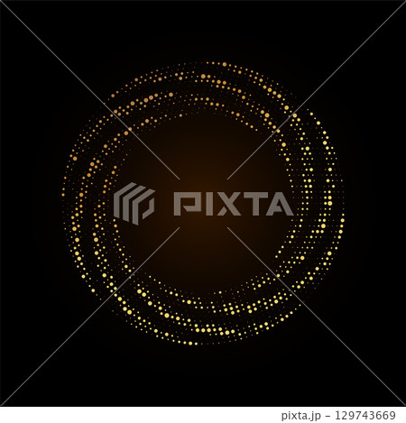 Gold Halftone round frame. Golden luxury Halftone twisted circle Gold Halftone round frame. Golden luxury Halftone twisted circle 129743669