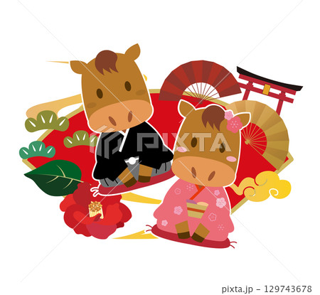 年賀状　2026年　午年 129743678