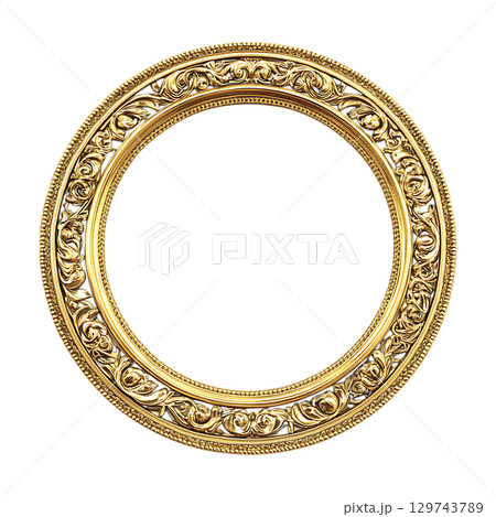 Ornate Gold Circular Frame Elegant Design Element for Luxury Projects On Transparent Background 129743789