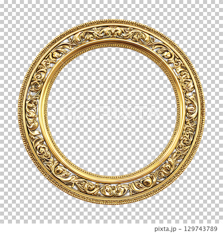 Ornate Gold Circular Frame Elegant Design Element for Luxury Projects On Transparent Background 129743789