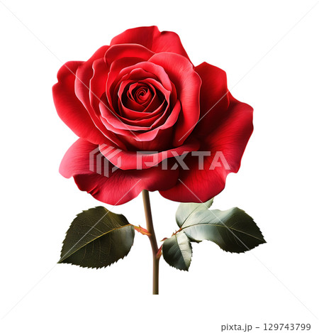 Crimson Rose A Stunning CloseUp of Elegant Beauty On Transparent Background 129743799