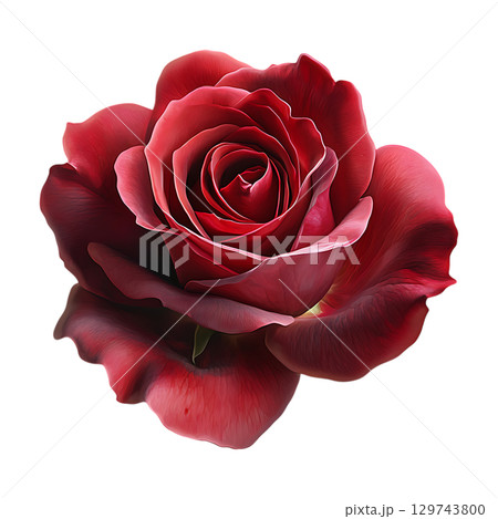 Stunning Dark Red Rose CloseUp Macro Photography On Transparent Background 129743800