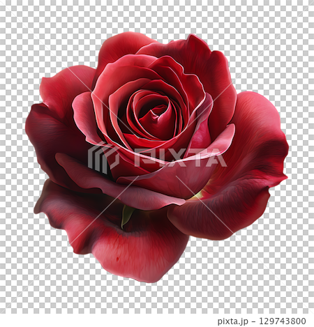 Stunning Dark Red Rose CloseUp Macro Photography On Transparent Background 129743800