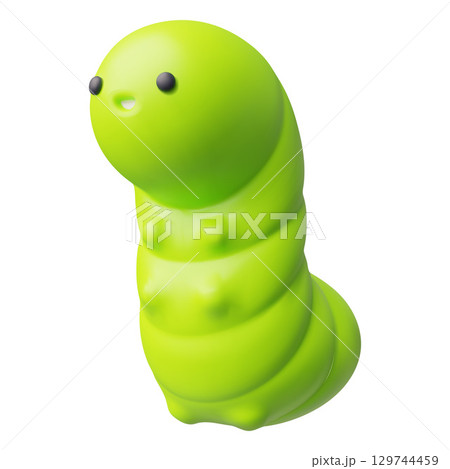 Cute green caterpillar insect realistic 3D plastic style vector icon, cartoon bug worm crawling isolated, wildlife fauna Cute green caterpillar insect realistic 3D plastic style vector icon, cartoon bug worm crawling isolated, wildlife fauna 129744459