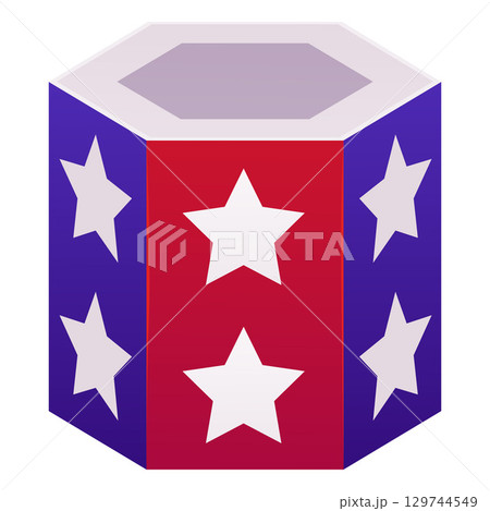 Firecracker hexagon shape painted with stars pattern, vector festive firework petard, TNT, bomb stick, pyrotechnic tool 129744549