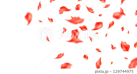 Orange petals falling on abstract floral background with beautiful petal pattern on greeting card. Vector illustration. Orange petals falling on abstract floral background with beautiful petal pattern on greeting card. Vector illustration. 129744975