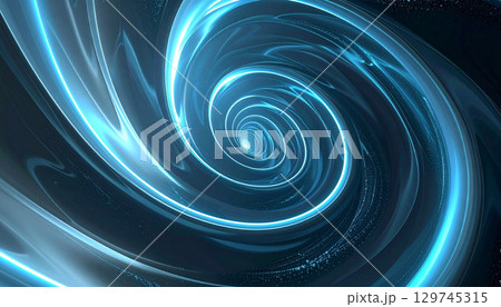 光る青の渦巻きと未来的トンネル 光る青の渦巻きと未来的トンネル 129745315