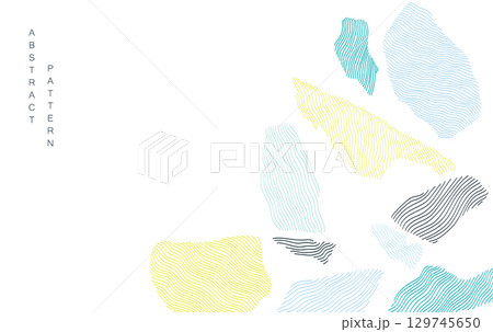 Abstract landscape background with white and colorful hand drawn line pattern vector. terrazzo texture art template. Banner design and wallpaper in vintage style. 129745650