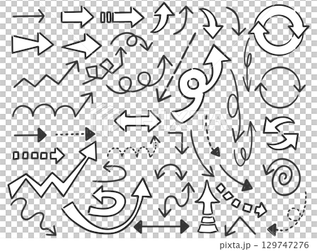 Simple hand-drawn arrow vector illustration set Vector Simple hand-drawn arrow vector illustration set Vector 129747276