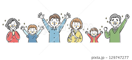 喜んでいる家族三世帯 上半身 ベクター 喜んでいる家族三世帯 上半身 ベクター 129747277