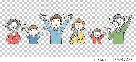 幸福的家庭三代上半身向量 幸福的家庭三代上半身向量 129747277