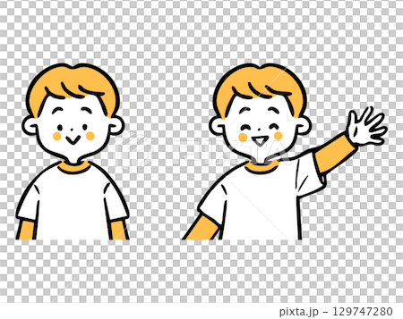 Boy upper body vector (orange) 129747280
