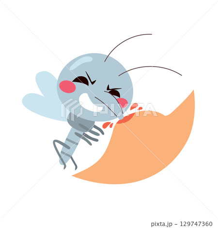 Funny Cartoon of Mosquito Biting Human Skin Vector Illustration Funny Cartoon of Mosquito Biting Human Skin Vector Illustration 129747360