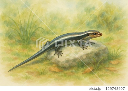岩の上のニホントカゲ – Japanese Skink on a Rock 岩の上のニホントカゲ – Japanese Skink on a Rock 129748407