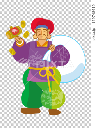 大黑天（七福神之一）的向量插圖 129748419