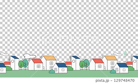 Cityscape illustration: Horizontal row version 129748470