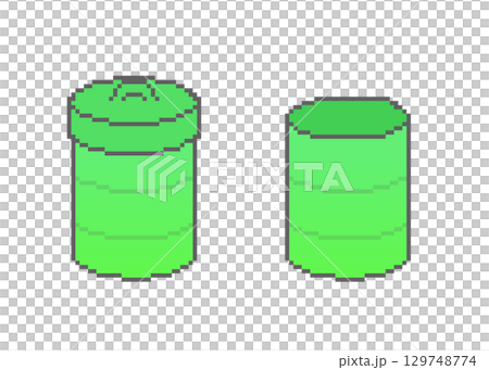 ゴミ箱_ドット絵(緑) 129748774