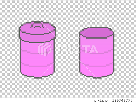垃圾桶像素藝術（粉紅色） 129748779
