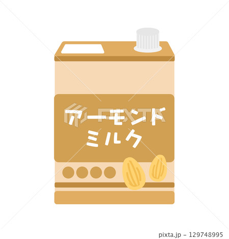 紙パック入りのアーモンミルク　イラスト 129748995