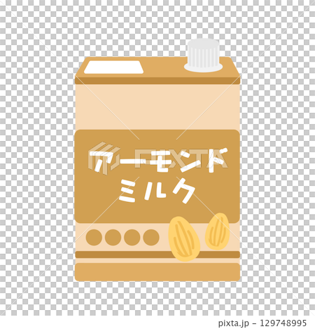 紙パック入りのアーモンミルク　イラスト 129748995