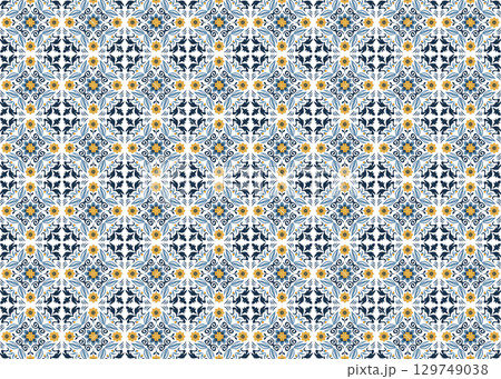 地中海風ヴィンテージタイルパターン 地中海風ヴィンテージタイルパターン 129749038
