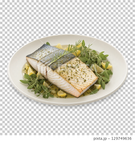 Mahi Mahi with Lemon and Oregano - A grilled or baked fish, often mahi-mahi, seasoned with olive oil, lemon, Mahi Mahi with Lemon and Oregano - A grilled or baked fish, often mahi-mahi, seasoned with olive oil, lemon, 129749636