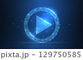 Polygonal wireframe play icon looks like constellation 129750585