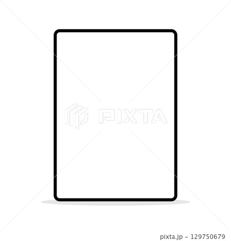 白背景に直立したタブレットのモックアップ画像 129750679