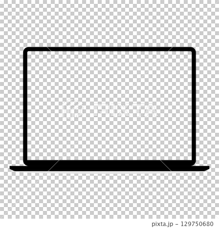 白背景に直立したノートパソコンのモックアップ画像 129750680