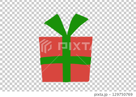 Vector illustration of a Christmas gift with a green ribbon 129750769