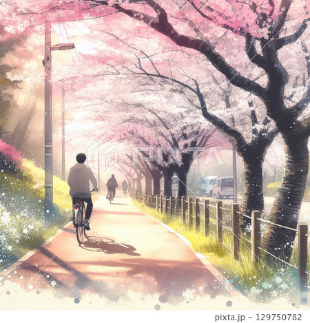 桜の季節の散歩道 129750782
