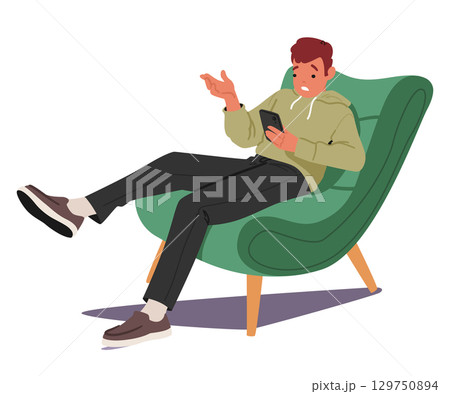 Confused teenage boy having video call talking about emotional stress with psychologist online Confused teenage boy having video call talking about emotional stress with psychologist online 129750894