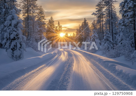 car on road in winter car on road in winter 129750908