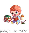 本を読むギフテッドの赤ちゃん 129751223