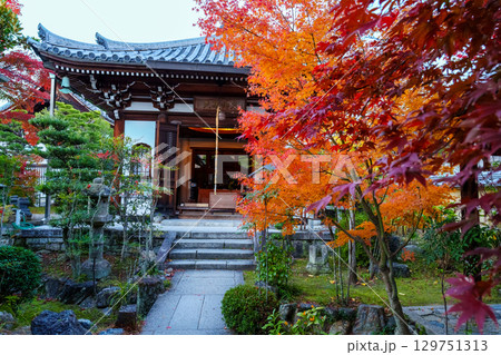 紅葉に包まれた天龍寺の慈濟院 129751313