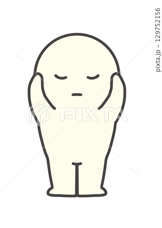 聞かない　耳を塞ぐ　聞こえない　三猿　シンプル　人物　丸顔　キャラクター 129752156