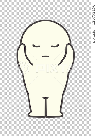 聞かない　耳を塞ぐ　聞こえない　三猿　シンプル　人物　丸顔　キャラクター 129752156