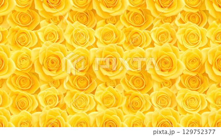 《AI画像》画面いっぱいの黄色い薔薇の花 129752377