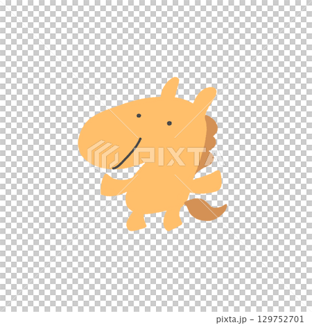 Cute hand-drawn illustration of a smiling horse standing 2026 New Year's material 129752701