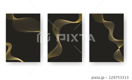 Set of templates in black with golden lines 129753313