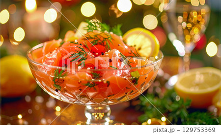 スモークサーモンのマリネサラダ スモークサーモンのマリネサラダ 129753369