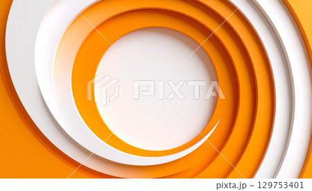 オレンジと白の立体サークルデザイン 129753401