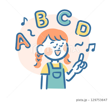 英語の歌を歌う女の子 129753647
